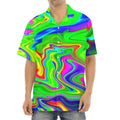 Green Abstract Liquid Trippy Print Aloha Shirt