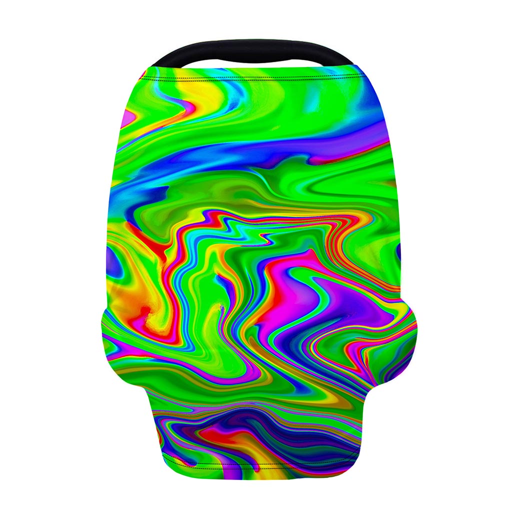 Green Abstract Liquid Trippy Print Baby Seat Cover