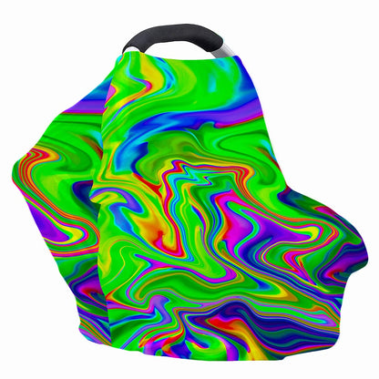 Green Abstract Liquid Trippy Print Baby Seat Cover