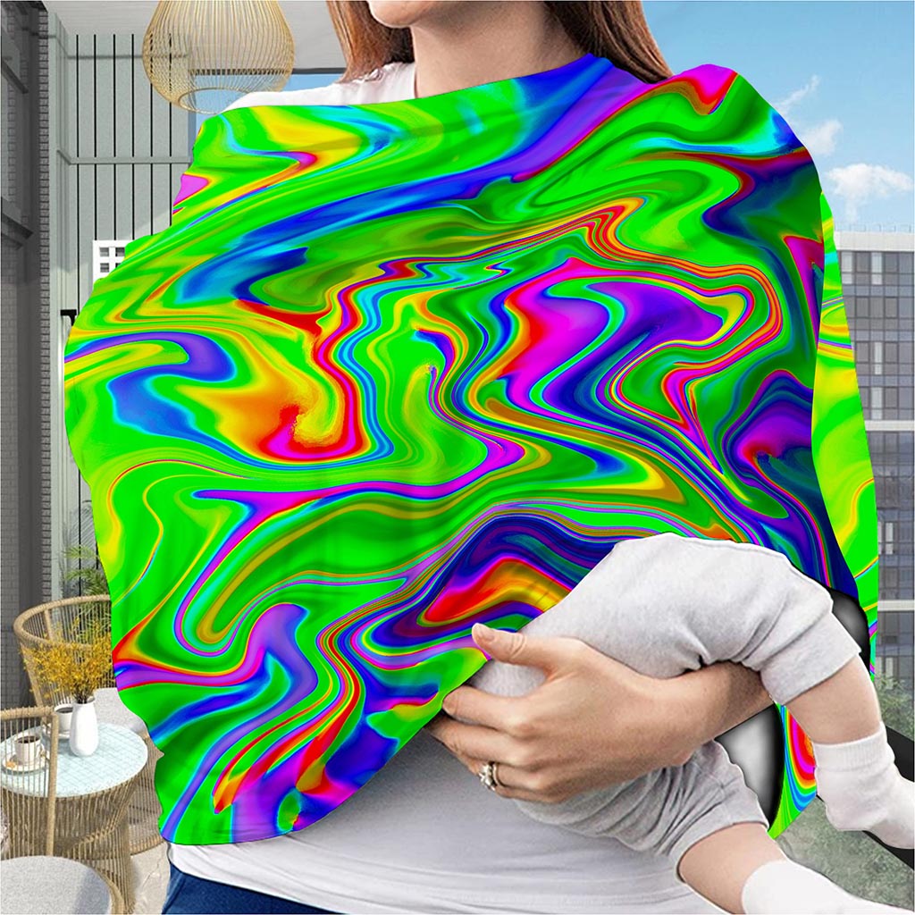 Green Abstract Liquid Trippy Print Baby Seat Cover