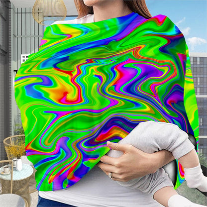 Green Abstract Liquid Trippy Print Baby Seat Cover