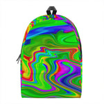 Green Abstract Liquid Trippy Print Backpack