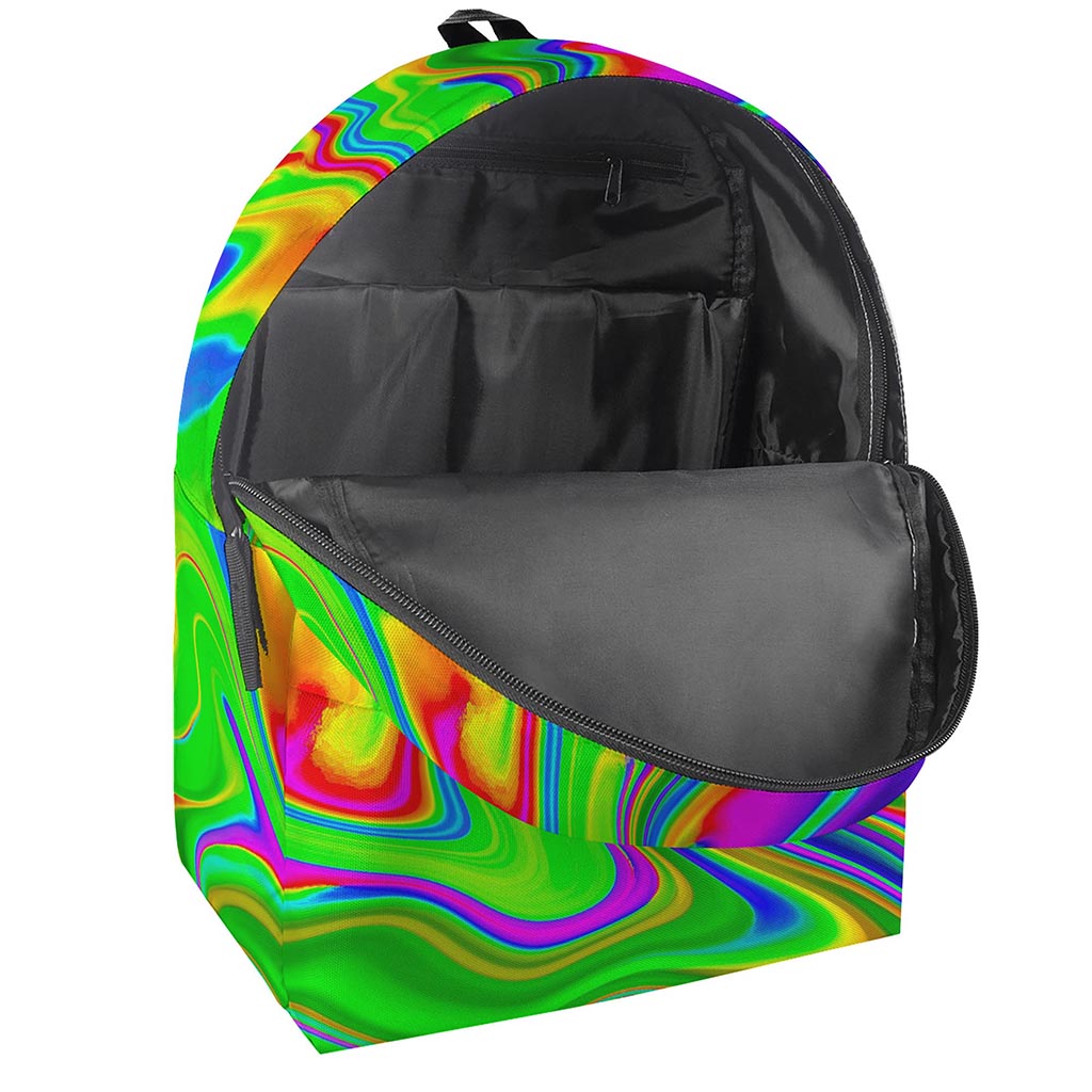 Green Abstract Liquid Trippy Print Backpack