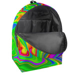 Green Abstract Liquid Trippy Print Backpack