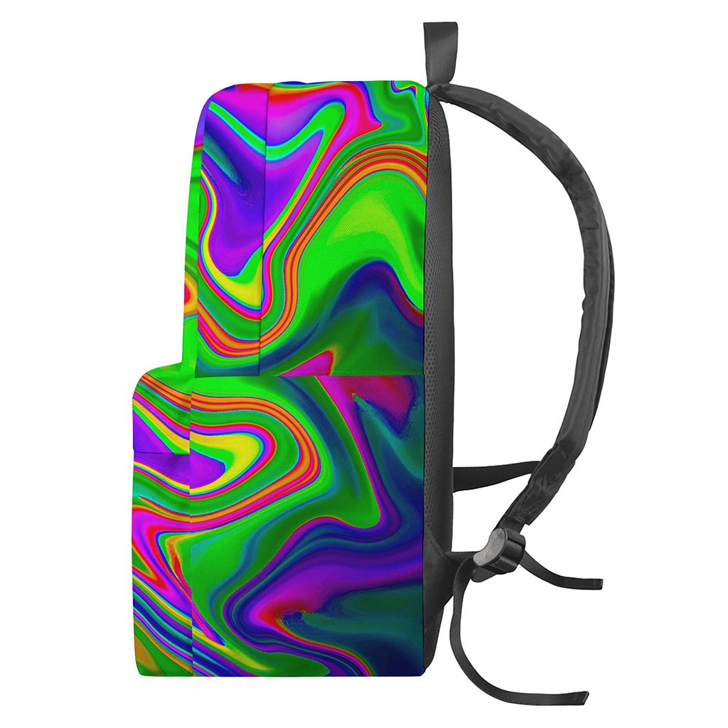 Green Abstract Liquid Trippy Print Backpack