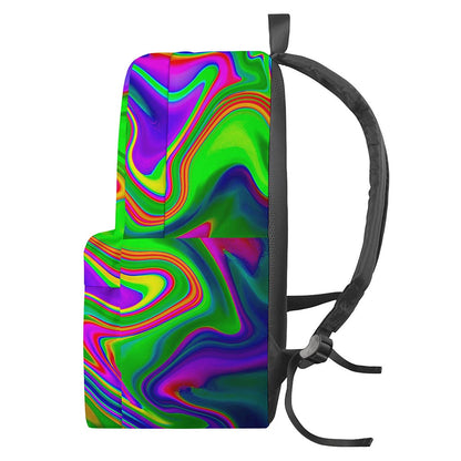 Green Abstract Liquid Trippy Print Backpack
