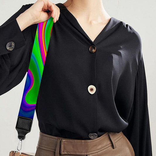 Green Abstract Liquid Trippy Print Bag Strap