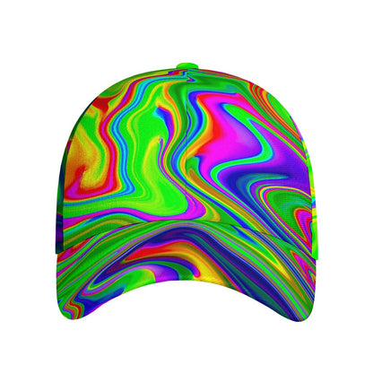 Green Abstract Liquid Trippy Print Baseball Cap