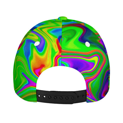 Green Abstract Liquid Trippy Print Baseball Cap