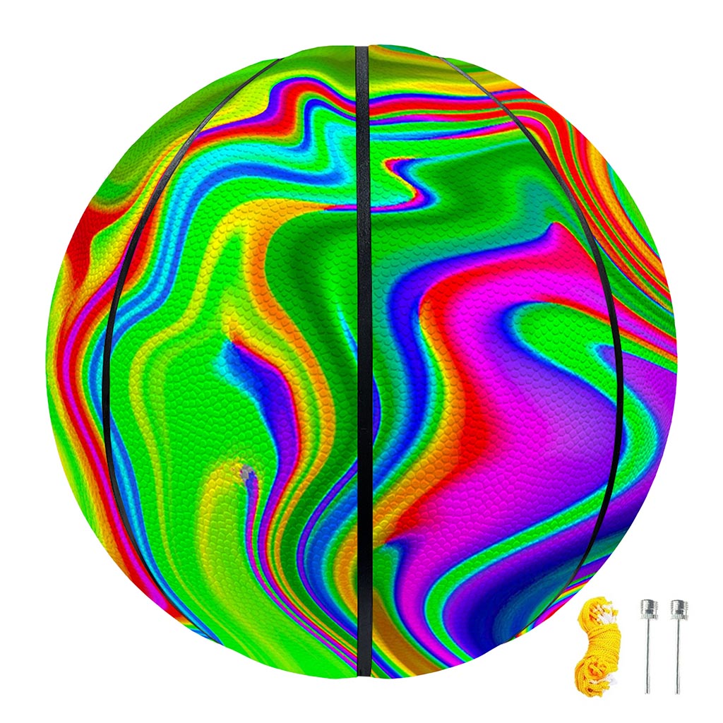 Green Abstract Liquid Trippy Print Basketball