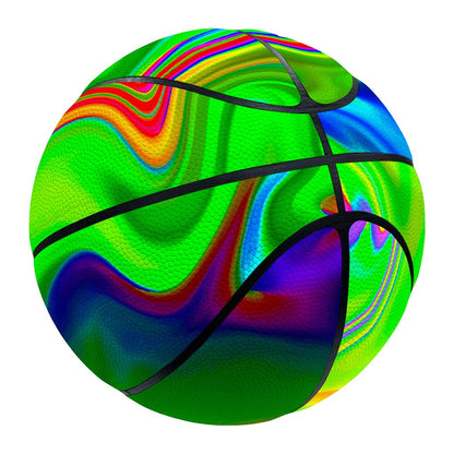 Green Abstract Liquid Trippy Print Basketball