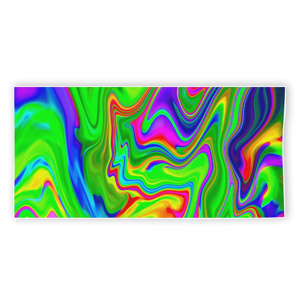 Green Abstract Liquid Trippy Print Beach Towel