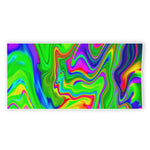 Green Abstract Liquid Trippy Print Beach Towel