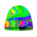 Green Abstract Liquid Trippy Print Beanie