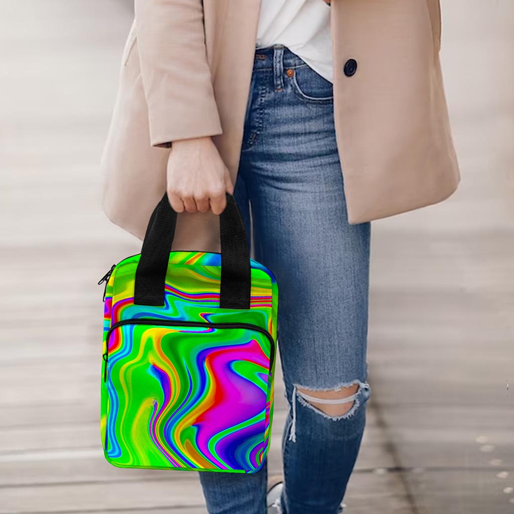Green Abstract Liquid Trippy Print Bible Tote Bag