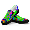 Green Abstract Liquid Trippy Print Black Slip On Sneakers