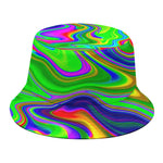 Green Abstract Liquid Trippy Print Bucket Hat