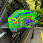 Green Abstract Liquid Trippy Print Car Side Mirror Covers