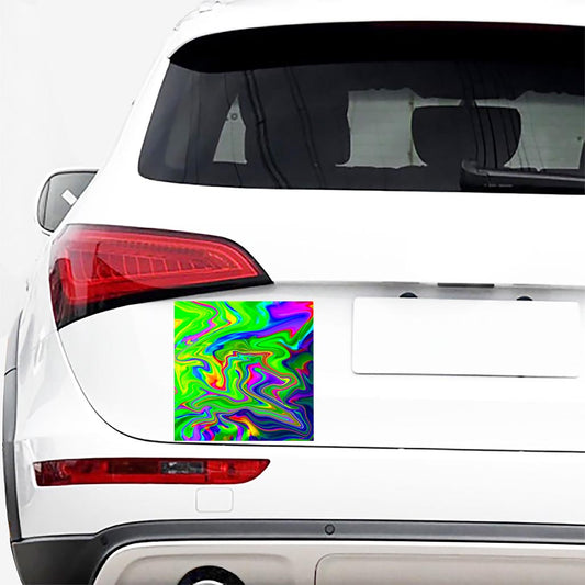 Green Abstract Liquid Trippy Print Car Sticker
