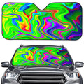 Green Abstract Liquid Trippy Print Car Windshield Sun Shade