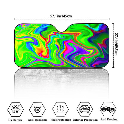 Green Abstract Liquid Trippy Print Car Windshield Sun Shade