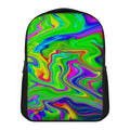Green Abstract Liquid Trippy Print Casual Backpack