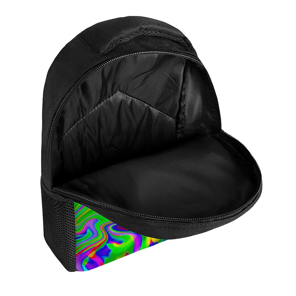 Green Abstract Liquid Trippy Print Casual Backpack