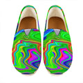 Green Abstract Liquid Trippy Print Casual Shoes
