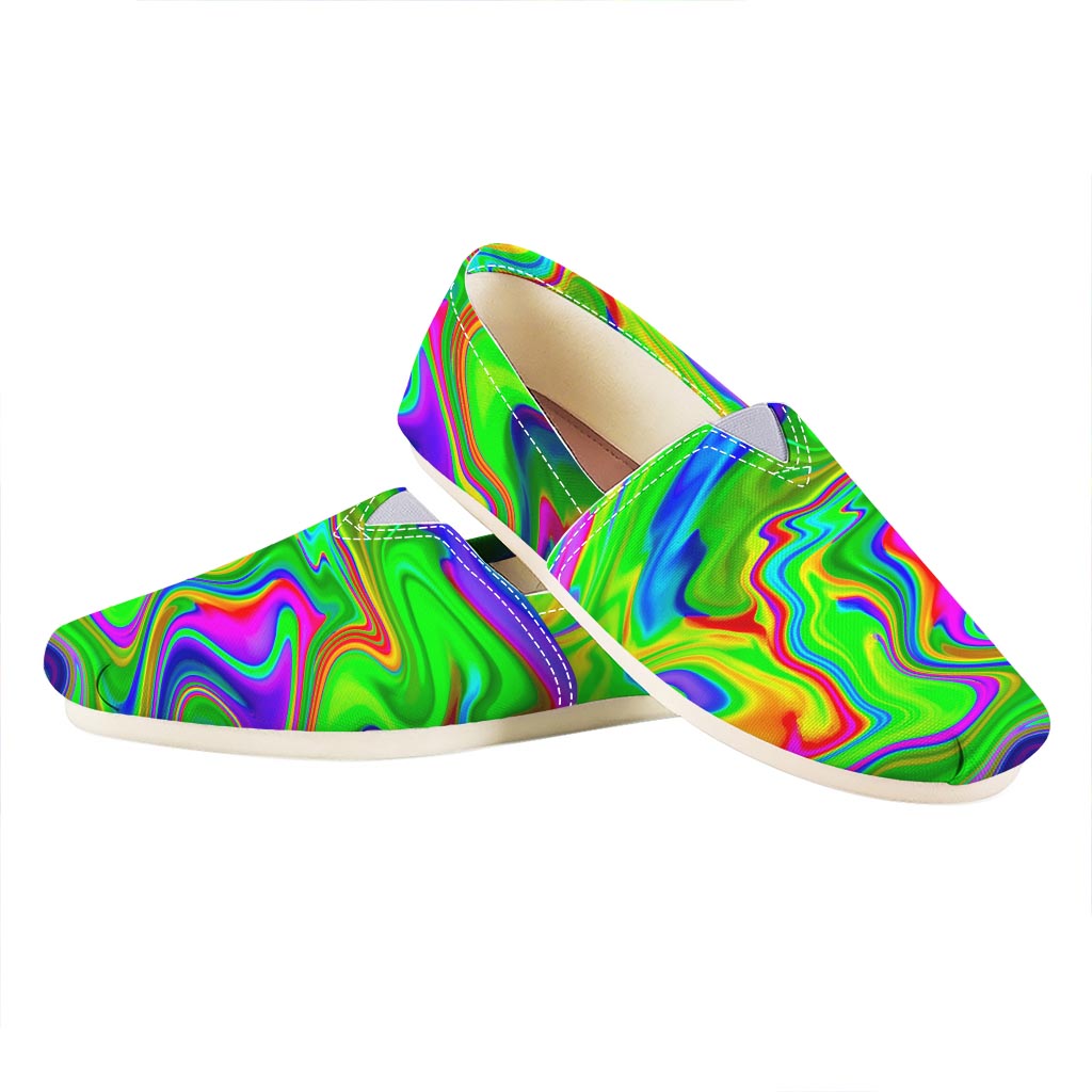Green Abstract Liquid Trippy Print Casual Shoes
