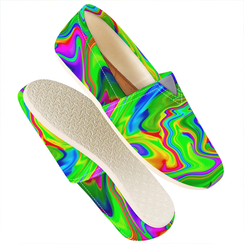 Green Abstract Liquid Trippy Print Casual Shoes