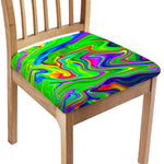 Green Abstract Liquid Trippy Print Chair Cushion Cover