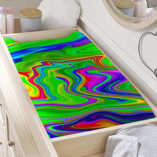 Green Abstract Liquid Trippy Print Changing Pad Cover