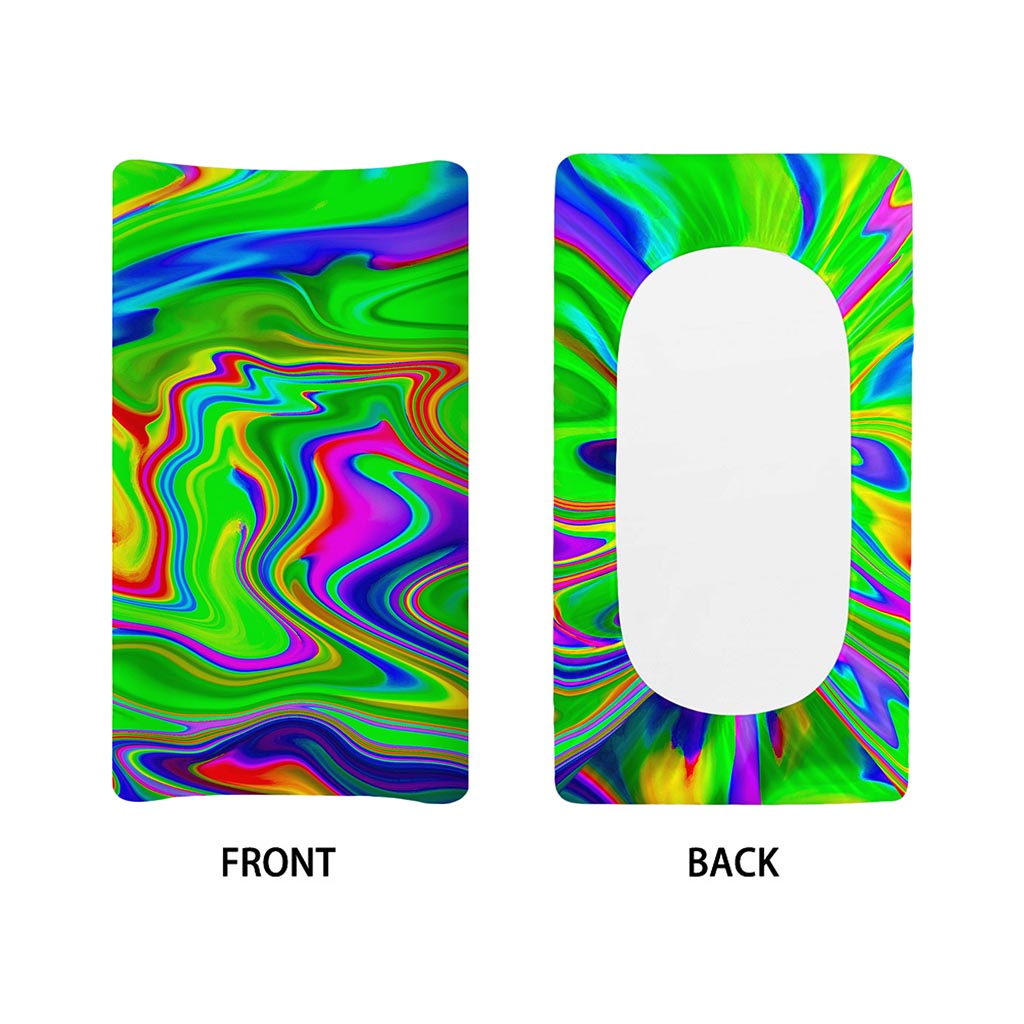 Green Abstract Liquid Trippy Print Changing Pad Cover