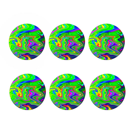 Green Abstract Liquid Trippy Print Coaster Set