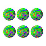 Green Abstract Liquid Trippy Print Coaster Set