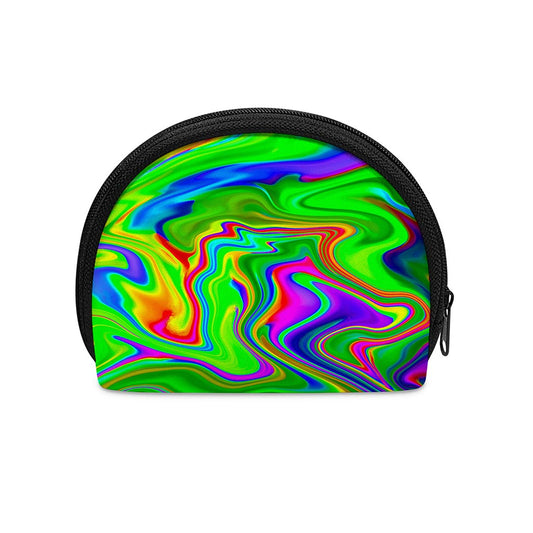 Green Abstract Liquid Trippy Print Coin Purse