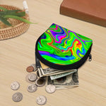 Green Abstract Liquid Trippy Print Coin Purse