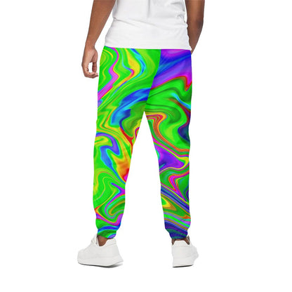 Green Abstract Liquid Trippy Print Cotton Pants