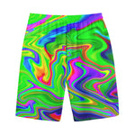 Green Abstract Liquid Trippy Print Cotton Shorts