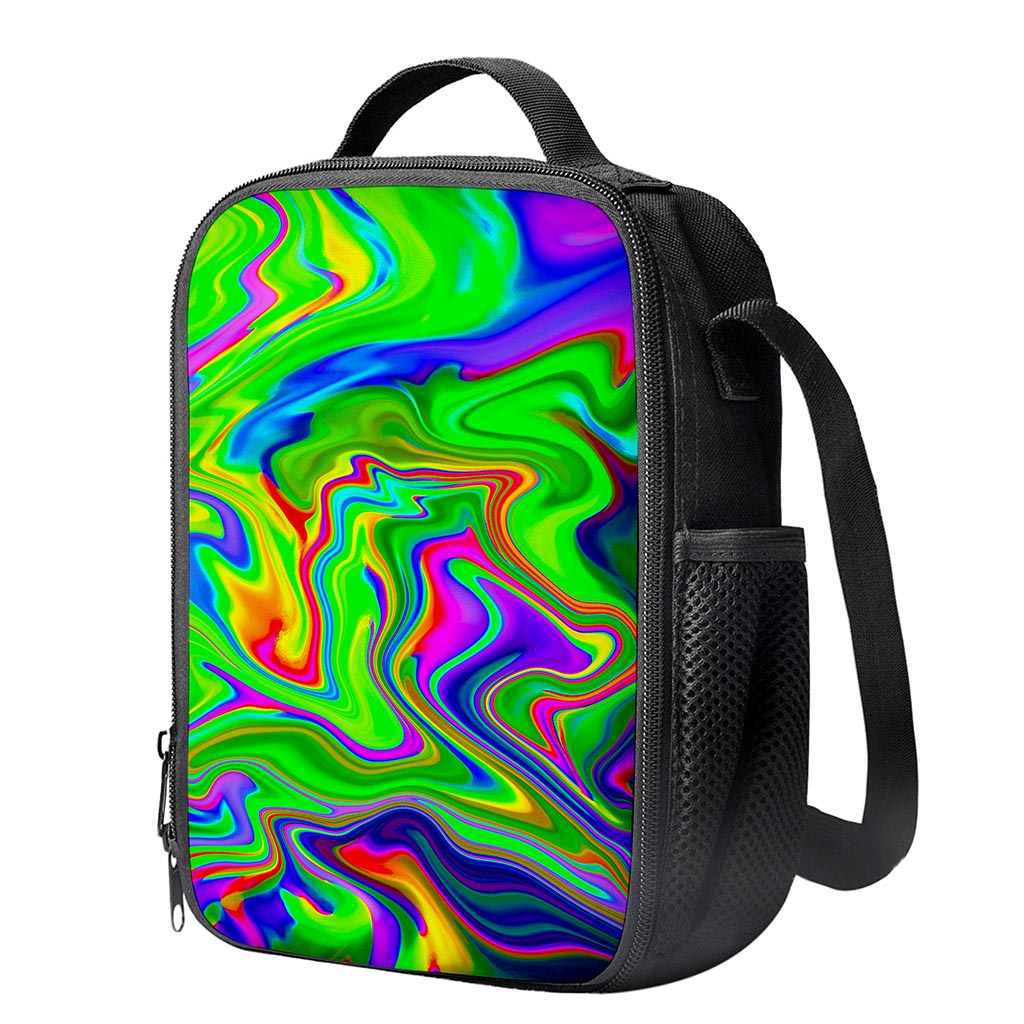 Green Abstract Liquid Trippy Print Crossbody Lunch Bag