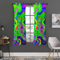 Green Abstract Liquid Trippy Print Grommet Curtain Panels