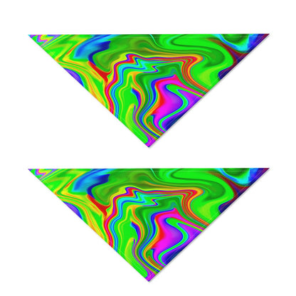 Green Abstract Liquid Trippy Print Dog Bandana