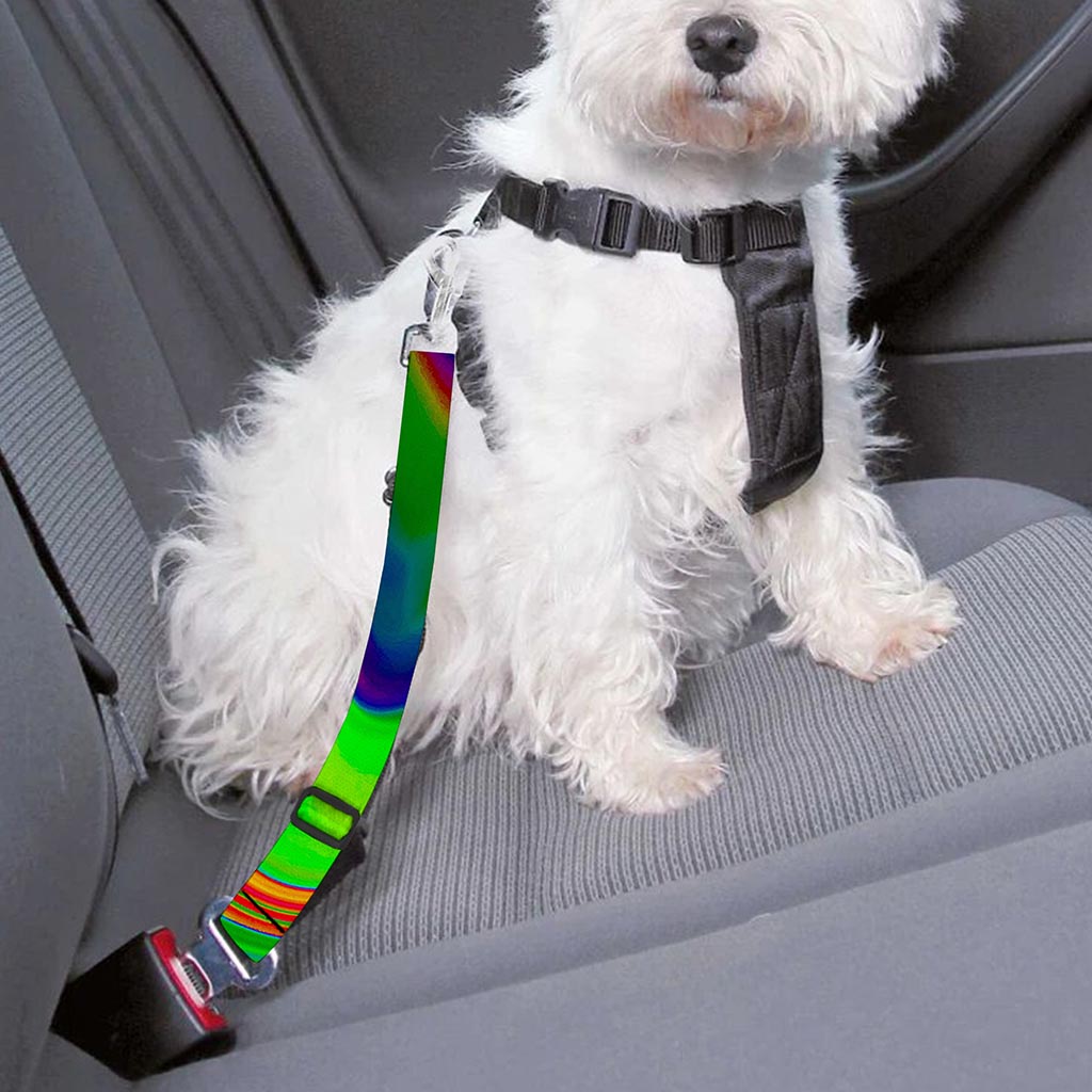 Green Abstract Liquid Trippy Print Dog Seat Belt