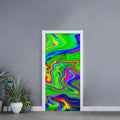 Green Abstract Liquid Trippy Print Door Sticker