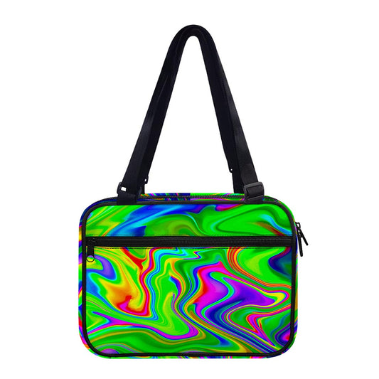 Green Abstract Liquid Trippy Print Double Strap Bible Bag