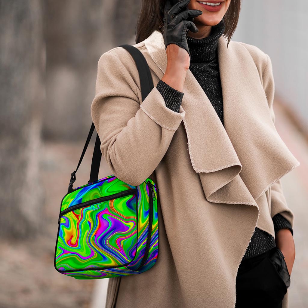 Green Abstract Liquid Trippy Print Double Strap Bible Bag