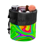 Green Abstract Liquid Trippy Print Drawstring Makeup Bag