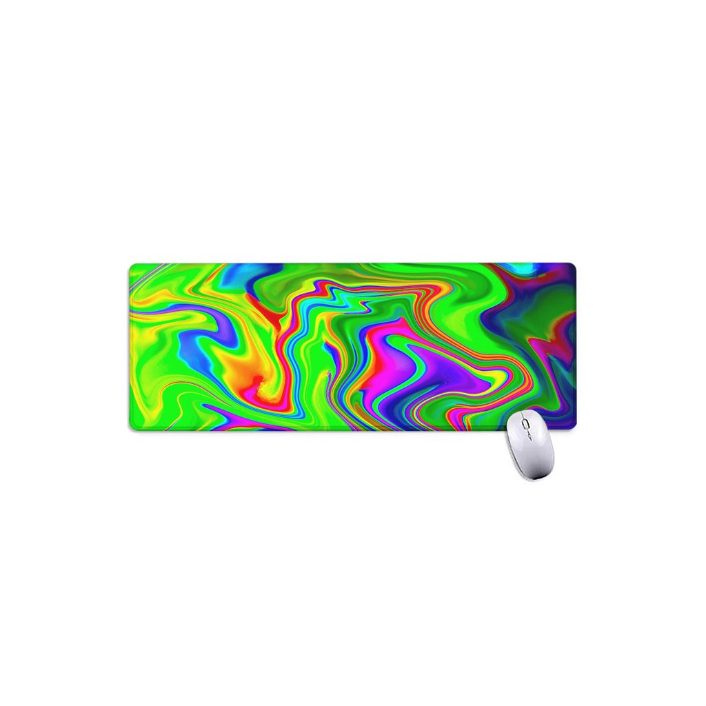 Green Abstract Liquid Trippy Print Extended Mouse Pad