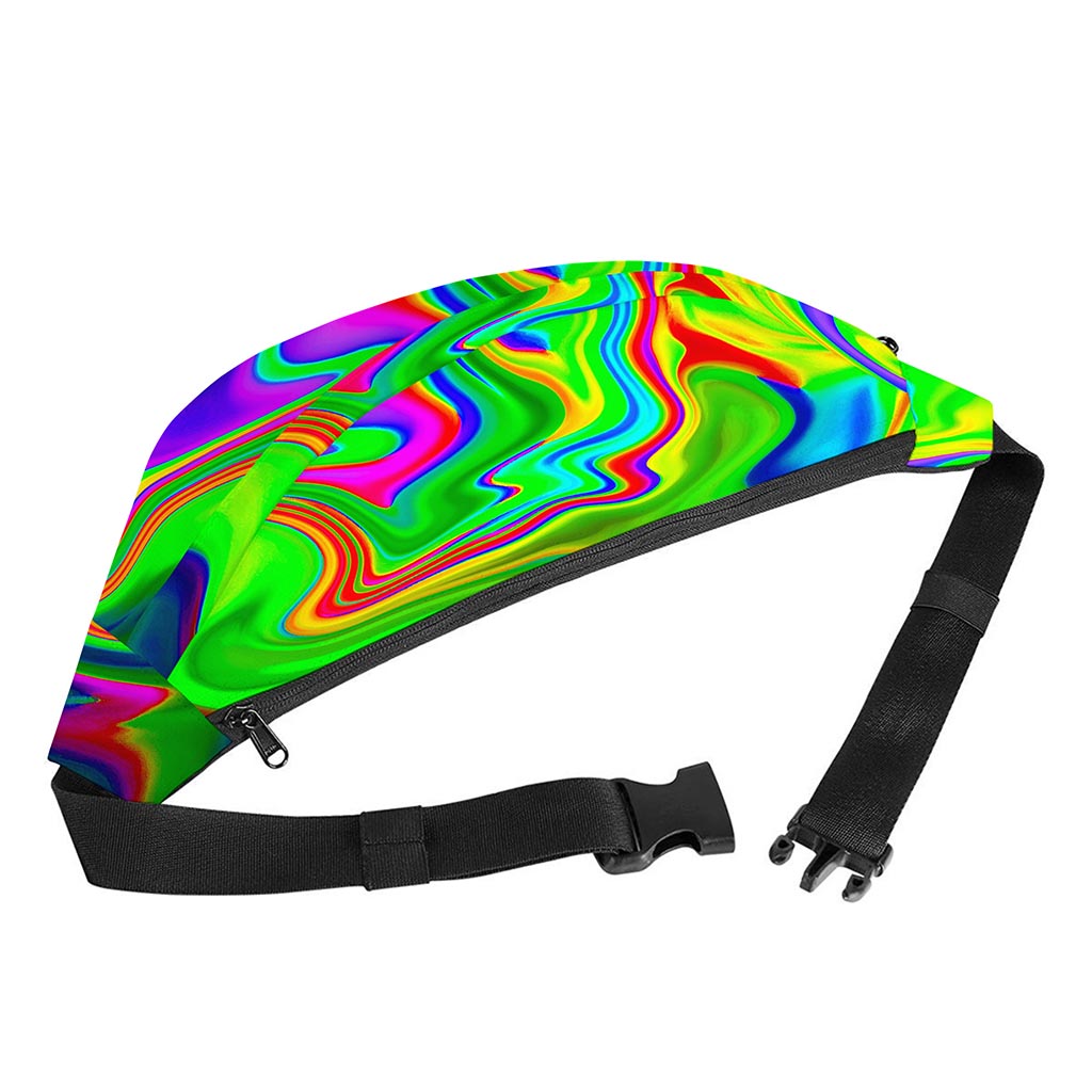Green Abstract Liquid Trippy Print Fanny Pack
