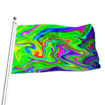 Green Abstract Liquid Trippy Print Flag